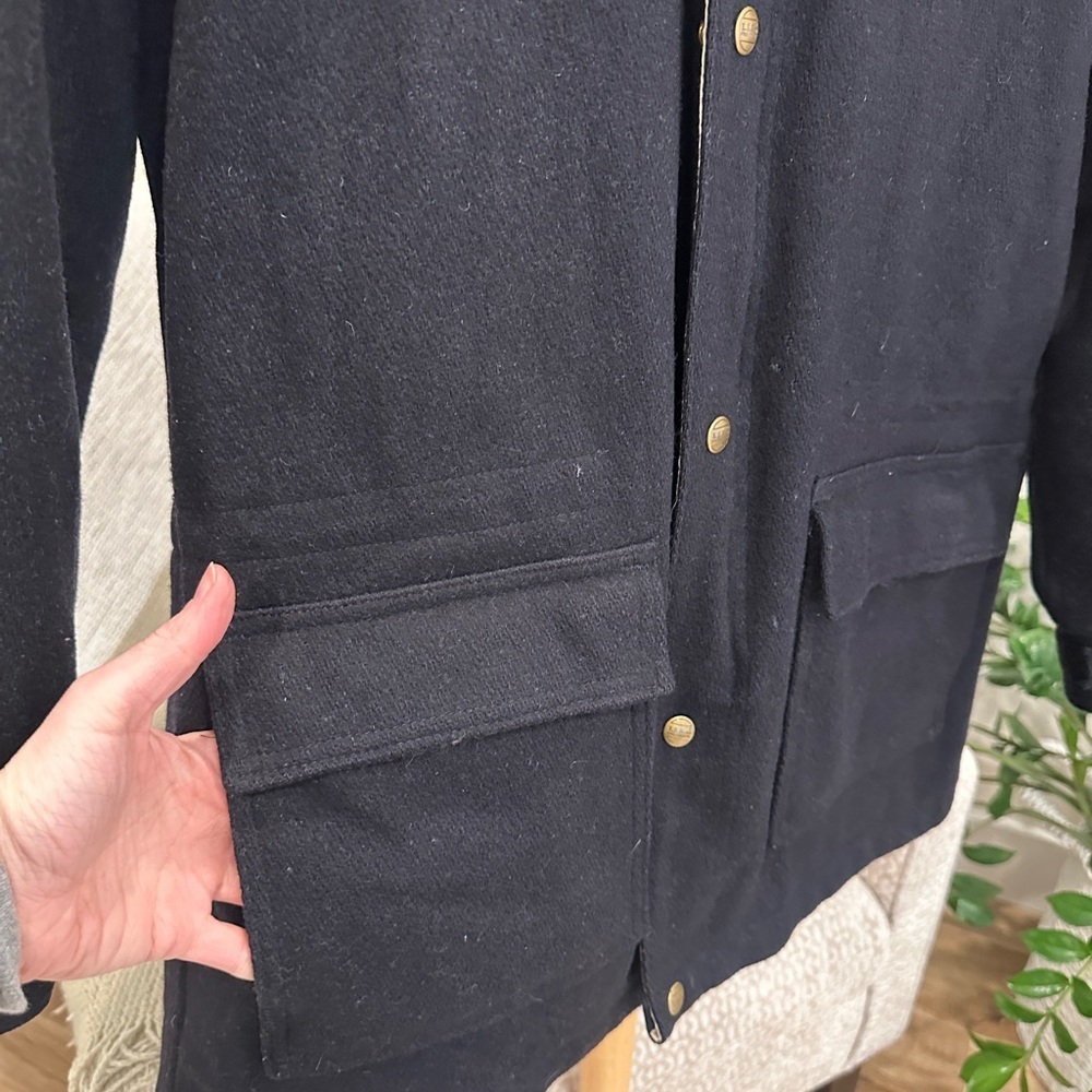 L.L.Bean vintage black Wool Blend Hooded Parka Field Coat Women’s Medium - Picture 4 of 9